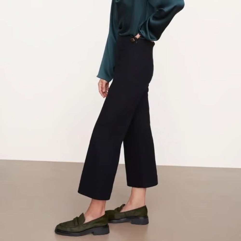 Vince Cozy Easy Flare Pants Wool Black Relaxed Fit Size 14 NWT